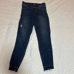 SPANX Dark Blue Skinny Jeans Distressed Pull-on Size Small